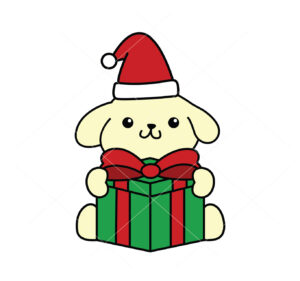 Pompompurin With Christmas Gift Vector