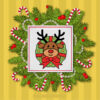 Reindeer In Christmas Wreath Cut Vector