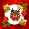 Reindeer In Christmas Wreath Vector