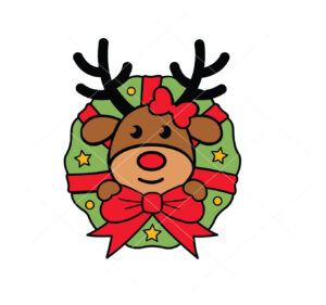 Reindeer In Christmas Wreath Vector