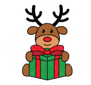 Reindeer With Christmas Gift HR Vector