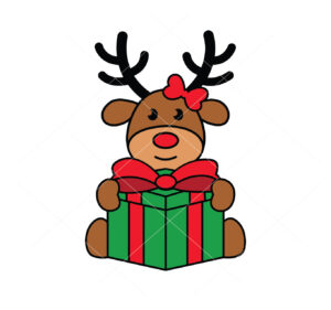 Reindeer With Christmas Gift Vector