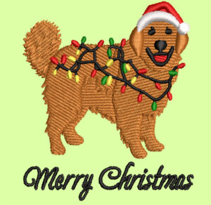 RETRIEVER CHRISTMAS EMBROIDERY DESIGN CHRISTMAS DOG EMBROIDERY DESIGN DOG WITH LIGHTS EMBROIDERY DESIGN MACHINE EMBROIDERY FILE