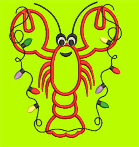 CHRISTMAS CRAWFISH EMBROIDERY DESIGN CRAWFISH LIGHTNING EMBROIDERY DESIGN CRAWFISH EMBROIDERY DESIGN MACHINE EMBROIDERY FILE