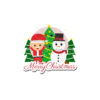 Merry Christmas Santa Snowman Tree Moon Design Vector