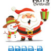 Santa Pushing Big Christmas Gift Vector