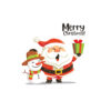 Santa Pushing Big Christmas Gift Vector