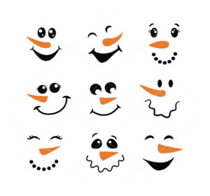 Snowman Face Bundle Vector Christmas File Cricut Vector