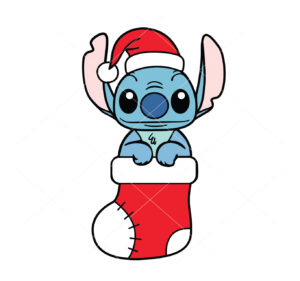 Stitch Christmas Hat And Atocking Vector