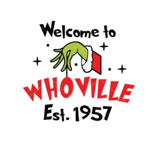 Welcome To Whoville Christmas Grinch Hand Vector