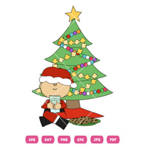 Boy Santa With Cookies Milk Vector
