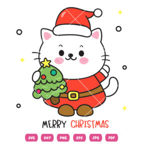 Cat Christmas With X Mas Tree Kawaii Kitten