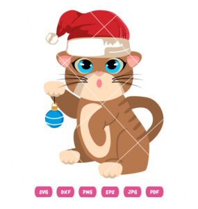 Christmas Cat With Hat Vector