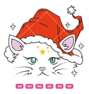 Christmas Cat With Hat Vector Design