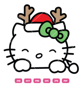 Cute Cartoon Cat In A Christmas Vector