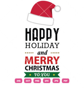 Happy Holiday Santa Hat And Merry Christmas Vector