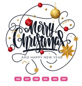 Merry Christmas and Happy New Year Greeting Card Vector