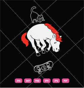 Red Hourse SVG Hourse On Skateboard