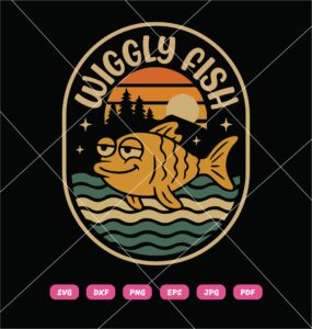 Wiggly Fish Sunset Grin SVG, Funny Fish SVG PNG DXF EPS