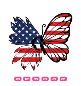 American Flag Sunflower Butterfly