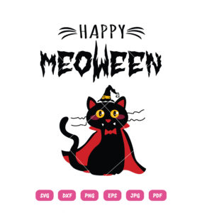 Happy Meoween SVG Halloween Black Cat