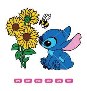 Stitch With Sunflower And Bee SVG, Bee SVG, Stitch SVG