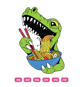 T-Rex Eating Ramen SVG T-Rex