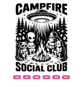 Campfire Social Club SVG, Camping Lover SVG PNG DXF EPS