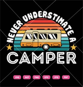 Never Underestimate A Camper SVG, Camping SVG